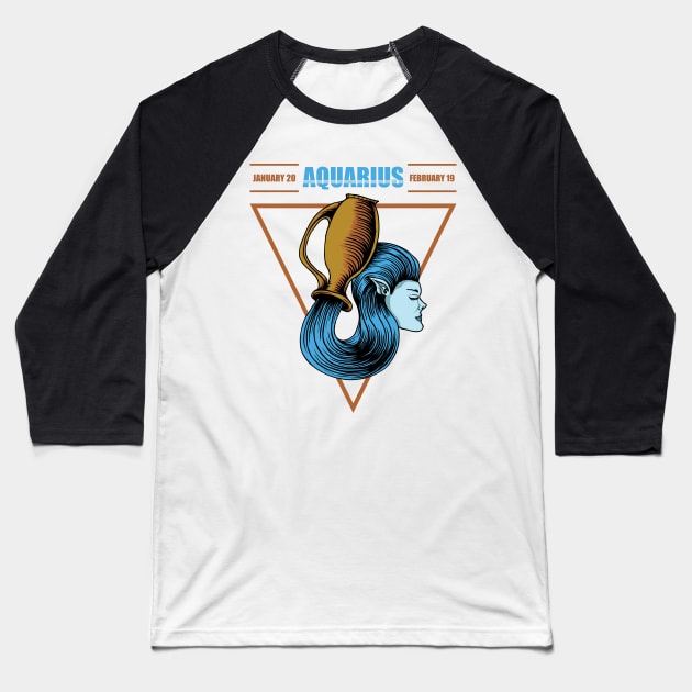 Zodiac Aquarius Baseball T-Shirt by Dojaja